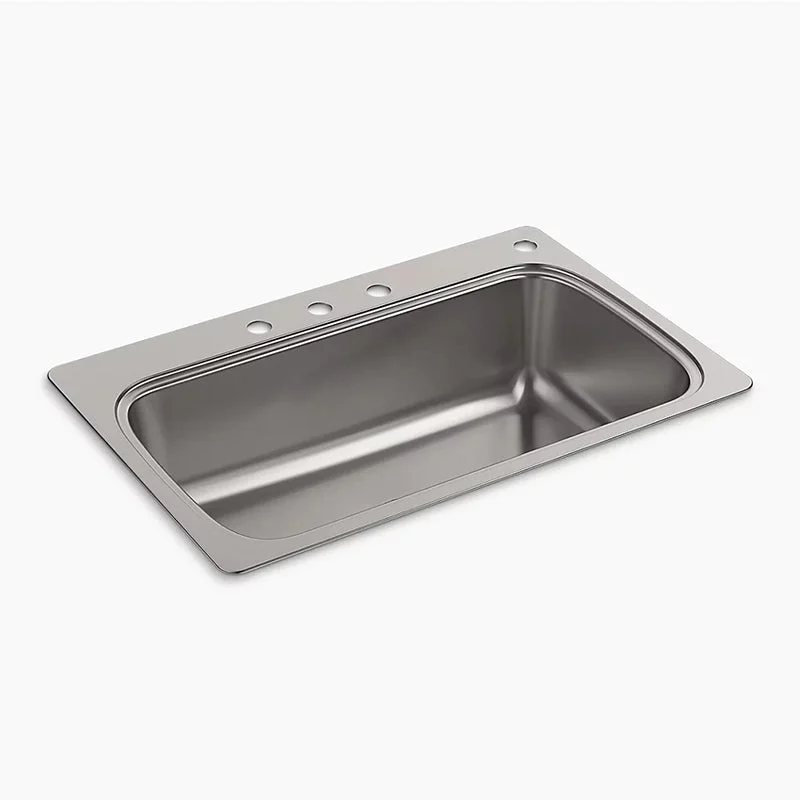 Verse 22" x 33" x 9.31" Stainless Steel Single-Basin Drop-In Kitchen Sink - 4 Faucet Holes