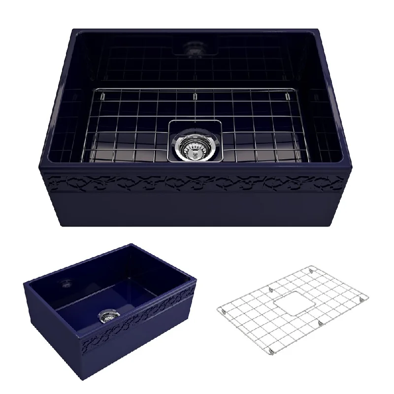 Vigneto 27" x 19" x 10" Single-Basin Farmhouse Apron Front Kitchen Sink in Sapphire Blue