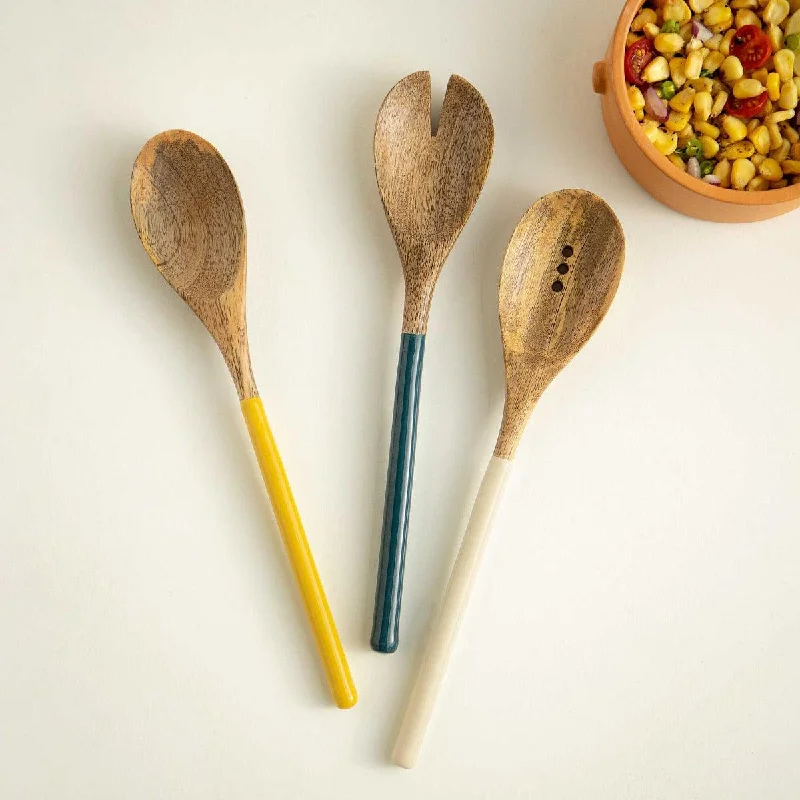 wooden salad spoon set