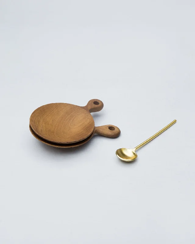 Wooden Salt & Pepper Set with Spoon