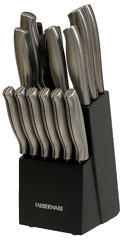 Farberware 15pc High Carbon Stamped Stainless Steel Knife Block Set