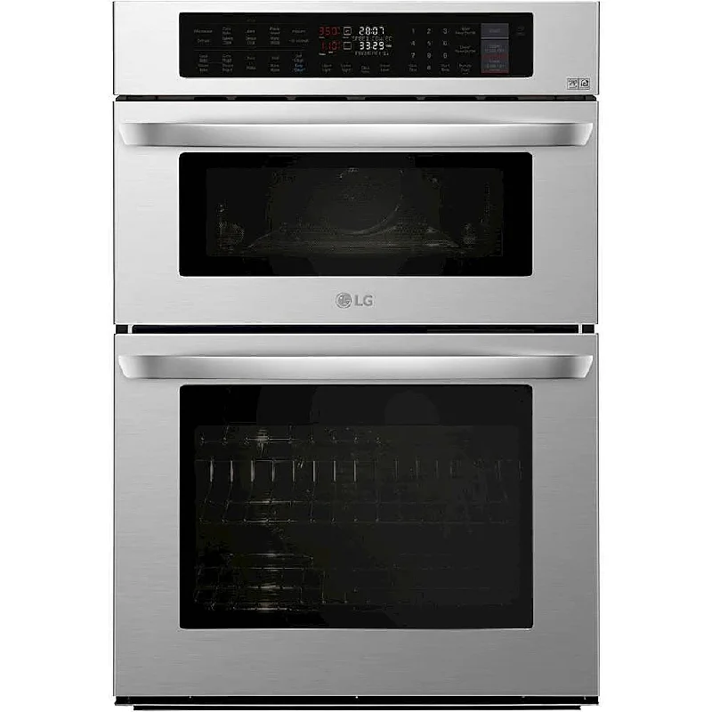 LG - 30" Combination Double Electric Convection Wall Oven with Built-In Microwave, Infrared Heating, and Wifi - Stainless steel