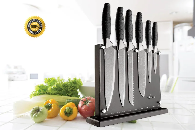 New England Cutlery 7pc Titanum Coated Set Black