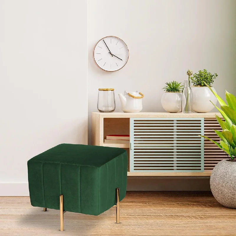 DOE BUCK SQUARE GOLD OTTOMAN STAINLESS STEEL IN GREEN