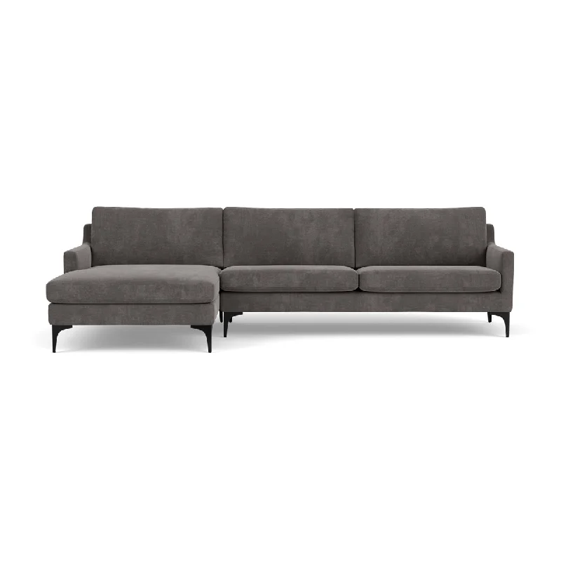 Astha Fabric Left Chaise Sofa (Black Metal, Steel Grey)