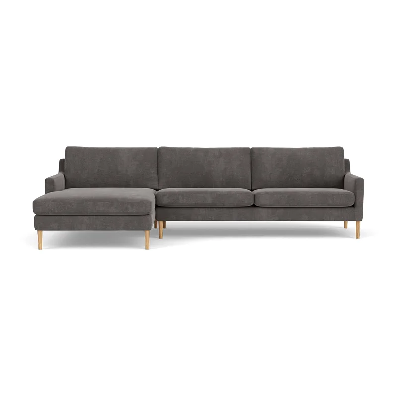 Astha Fabric Left Chaise Sofa (Oak, Steel Grey)