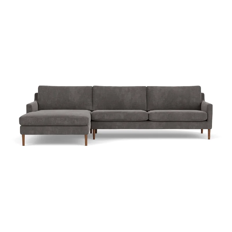 Astha Fabric Left Chaise Sofa (Walnut Natural, Steel Grey)