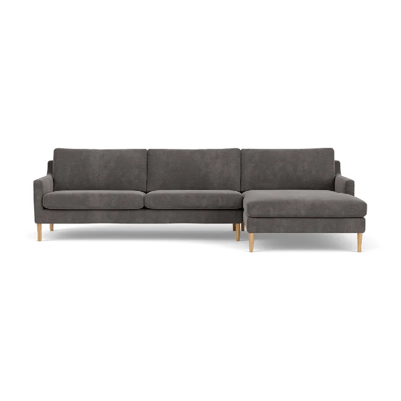 Astha Fabric Right Chaise Sofa (Oak, Steel Grey)