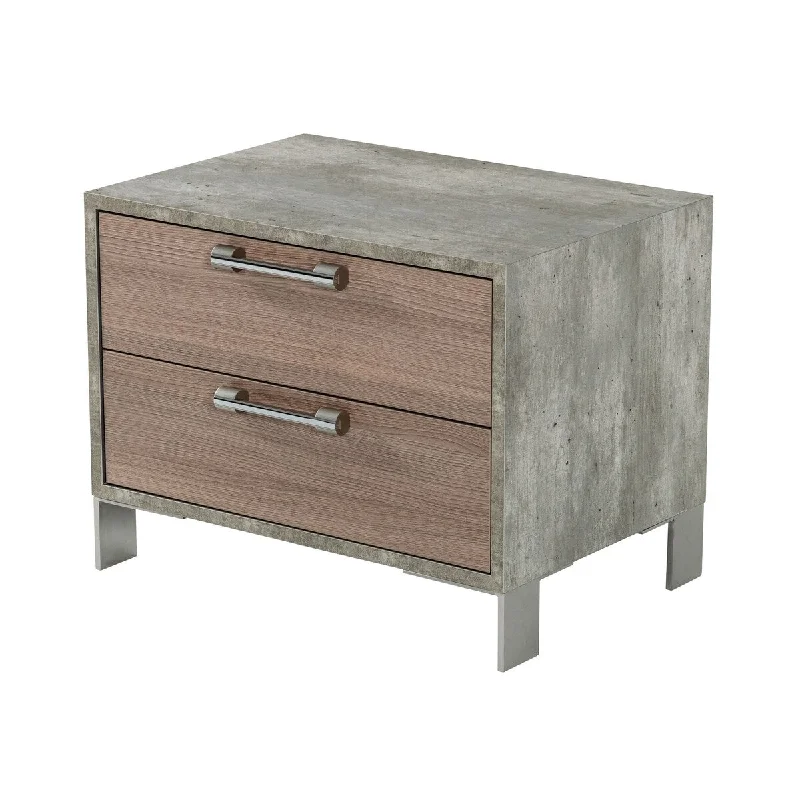 Nova Domus Boston Modern Brown Oak & Brushed Stainless Steel Nightstand