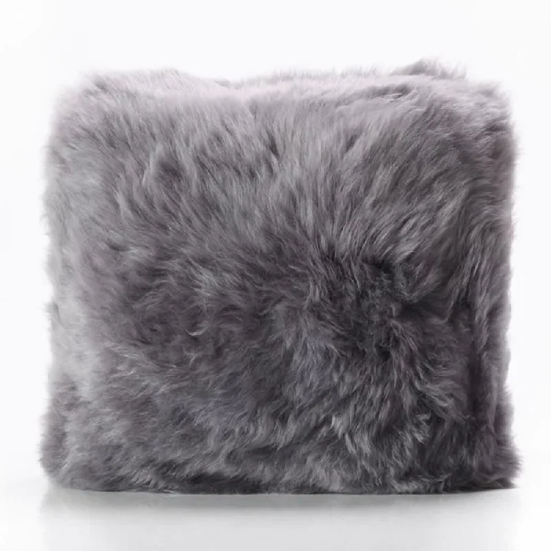 Sheepskin Cushion - Steel